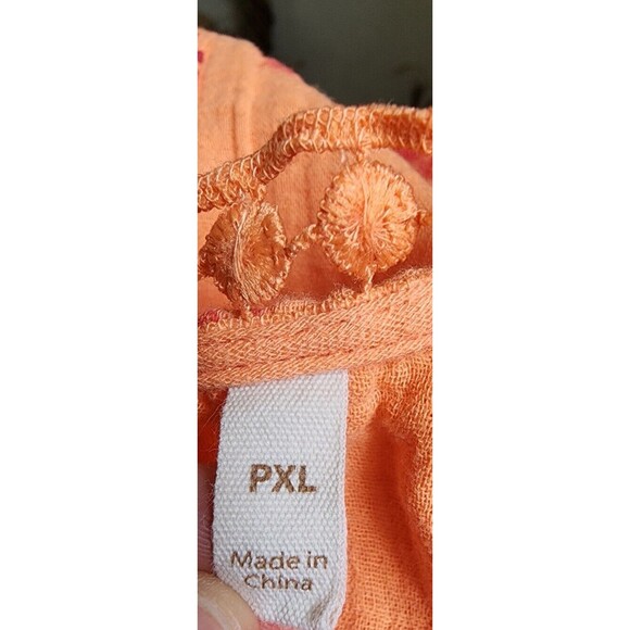 Soft Surroundings Orange Blouse Size PXL Cotton Crochet Accents - Picture 8 of 9